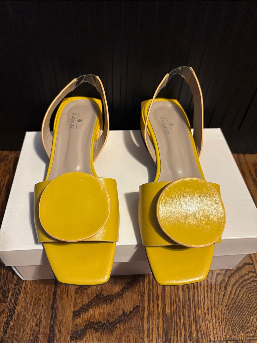 Rossetti Yellow Leather Mules. Size 10